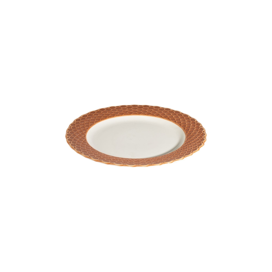 Jedilni set 24 kosov bela/oranžna/porcelan