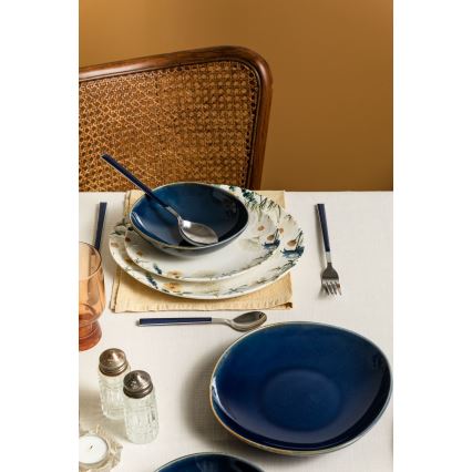 Jedilni set 24 kosov večbarven/moder/porcelan