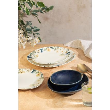 Jedilni set 24 kosov večbarven/moder/porcelan