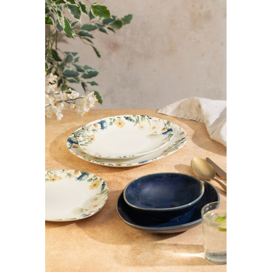Jedilni set 24 kosov večbarven/moder/porcelan