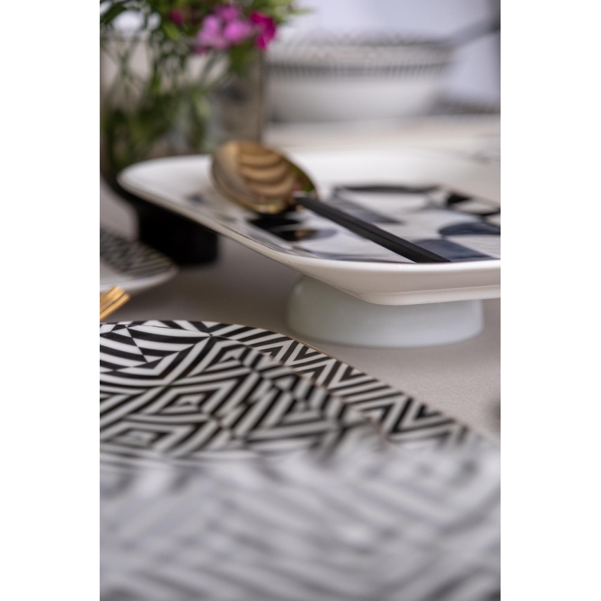 Jedilni set 26 kosov bela/črna/porcelan