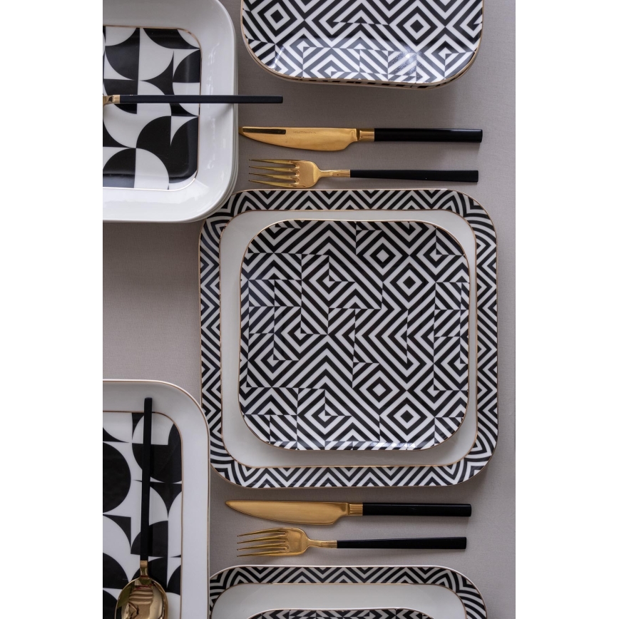 Jedilni set 26 kosov bela/črna/porcelan