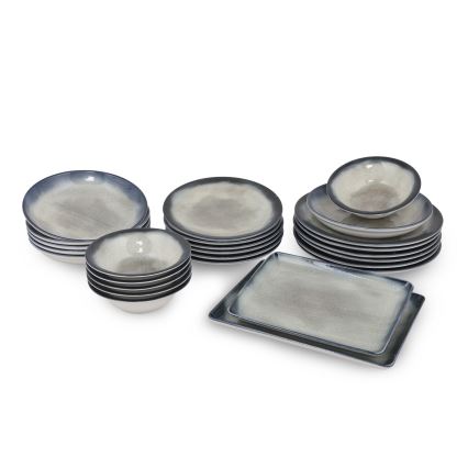 Jedilni set, 26 kosov, moder/rjav, porcelan