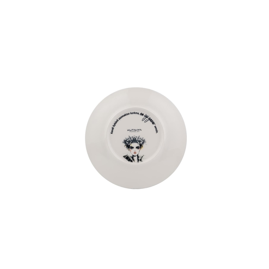 Jedilni set, 4 kosi, črna/bela, porcelan