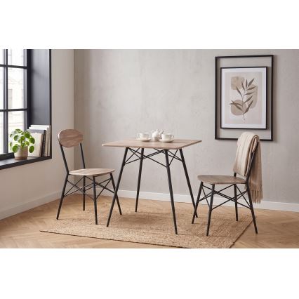 Jedilni set KABIR 70x70 cm hrast/črna