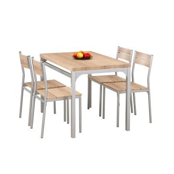 Jedilni set MALCOLM 110x70 cm kovina/hrast Sonoma