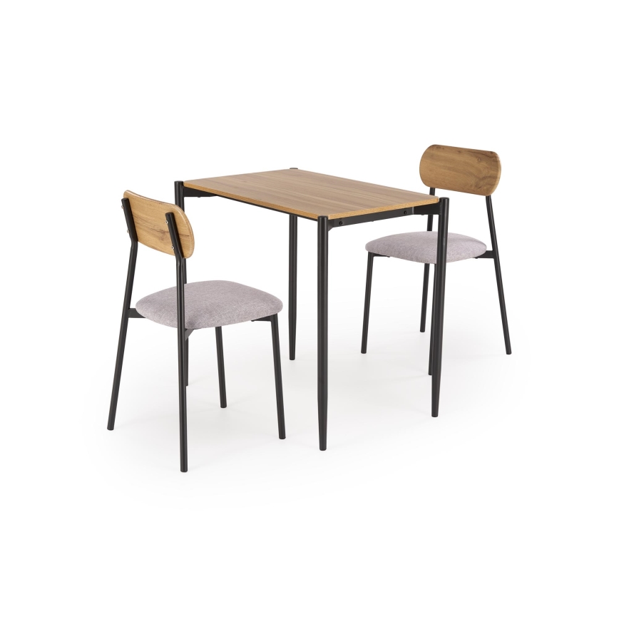 Jedilni set NANDO 84x54 cm siva/rjava/črna