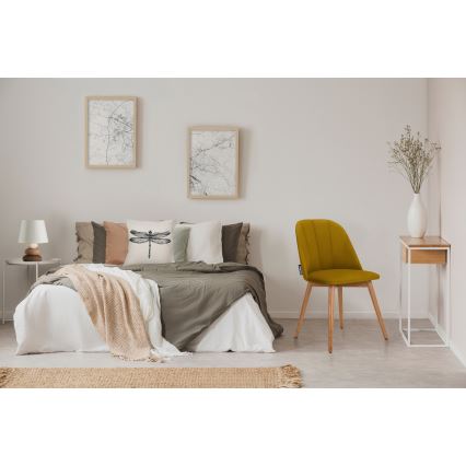 Jedilni stol BAKERI 86x48 cm rumena/bukev hrast