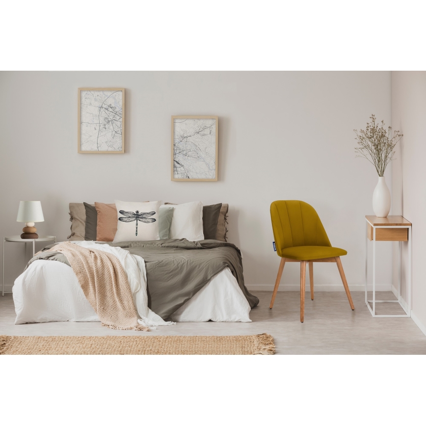 Jedilni stol BAKERI 86x48 cm rumena/bukev hrast