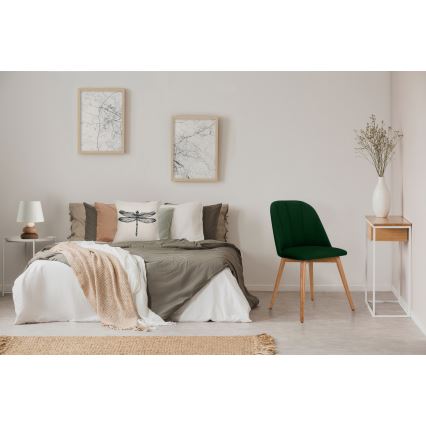 Jedilni stol BAKERI 86x48 cm temno zelena/bukev hrast