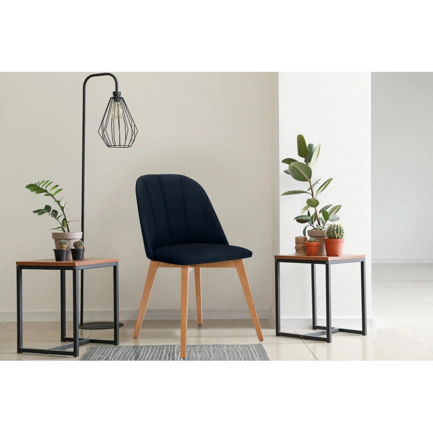 Jedilni stol RIFO 86x48 cm temno modra/bukev hrast