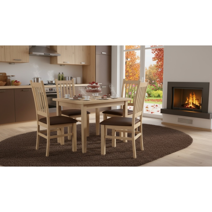 Jedilni stol SIMON bukov/temno rjav