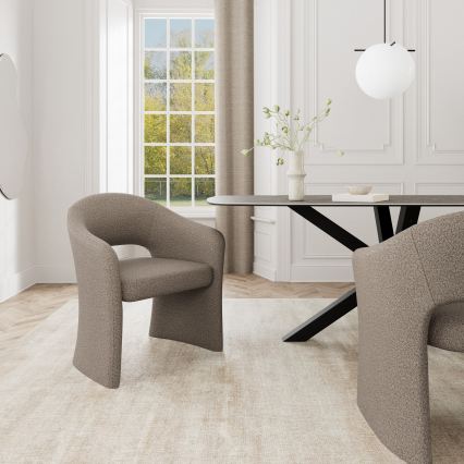 Eleganten jedilni stol TORI z naslonjalom za roke v odtenku taupe