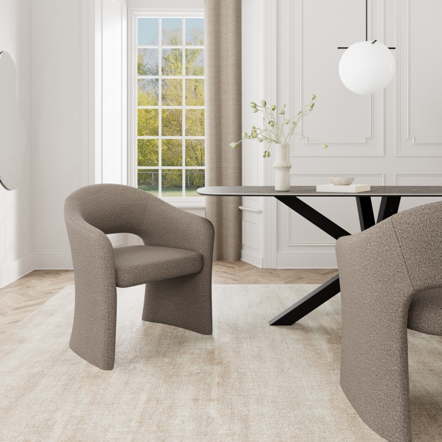 Eleganten jedilni stol TORI z naslonjalom za roke v odtenku taupe