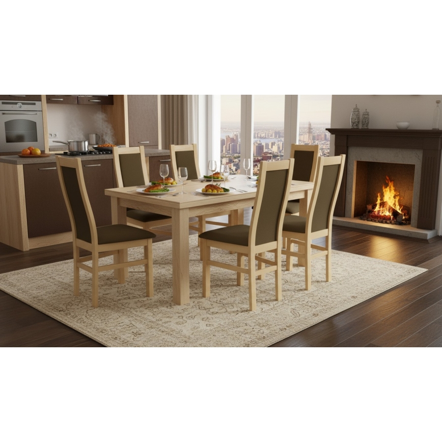 Jedilni stol ZOE hrast/temno rjav