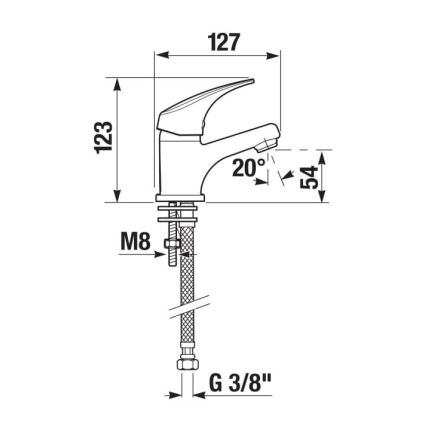 JIKA H3111N10041101 - Pipa za umivalnik TALAS 12,3 cm sijajni krom