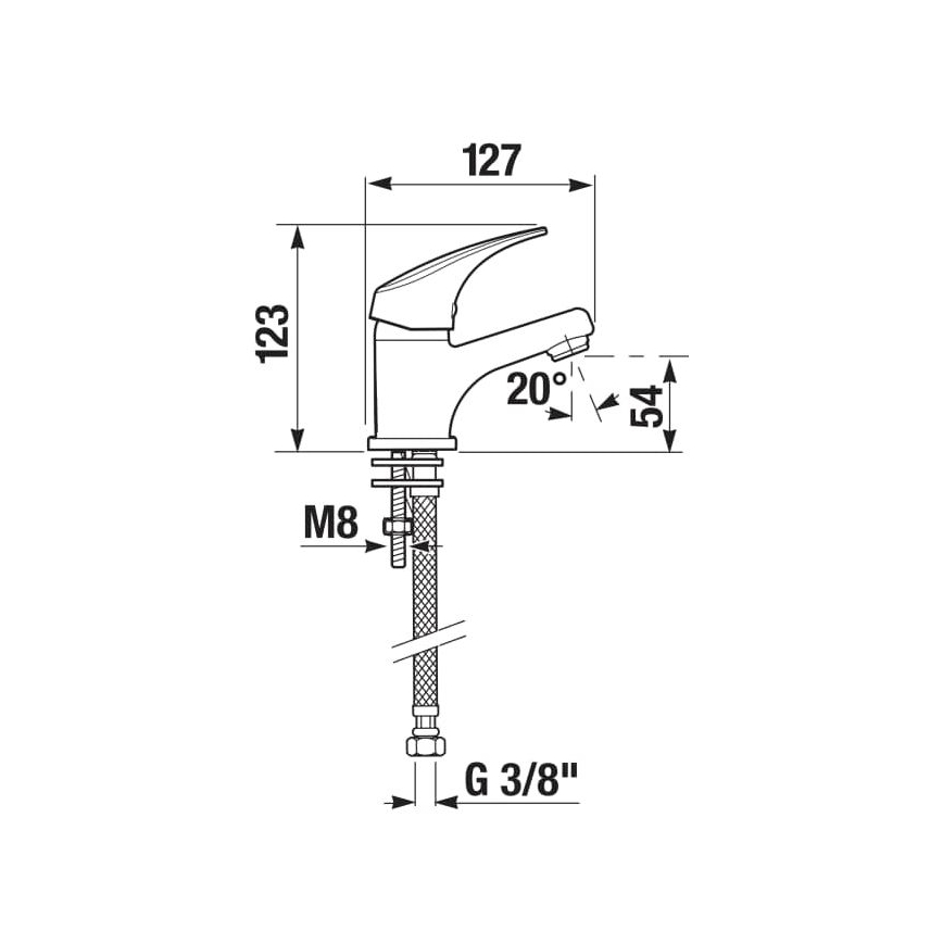 JIKA H3111N10041101 - Pipa za umivalnik TALAS 12,3 cm sijajni krom