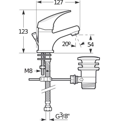 JIKA H3111N10041111 - Pipa za umivalnik + odtok s prelivom TALAS 12,3 cm sijajni krom