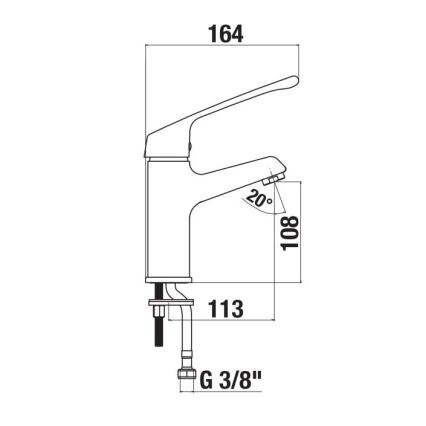 JIKA H3111W10045101 - Pipa za umivalnik z medicinsko ročico CUBE 16,4 cm sijajni krom