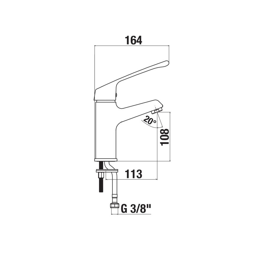JIKA H3111W10045101 - Pipa za umivalnik z medicinsko ročico CUBE 16,4 cm sijajni krom