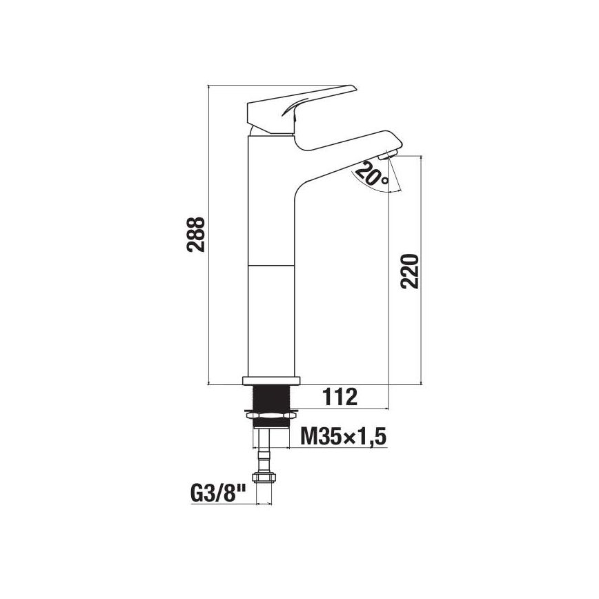 JIKA H3111W80041201 - Pipa za umivalnik CUBE 28,8 cm sijajni krom