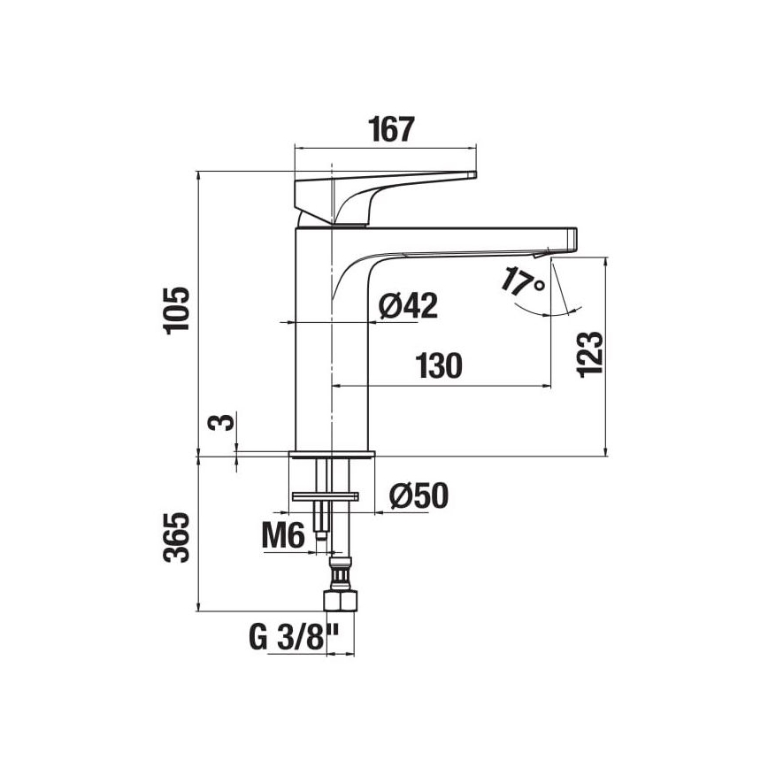 JIKA H3111X10041101 - Pipa za umivalnik CUBITO 10,5 cm sijajni krom