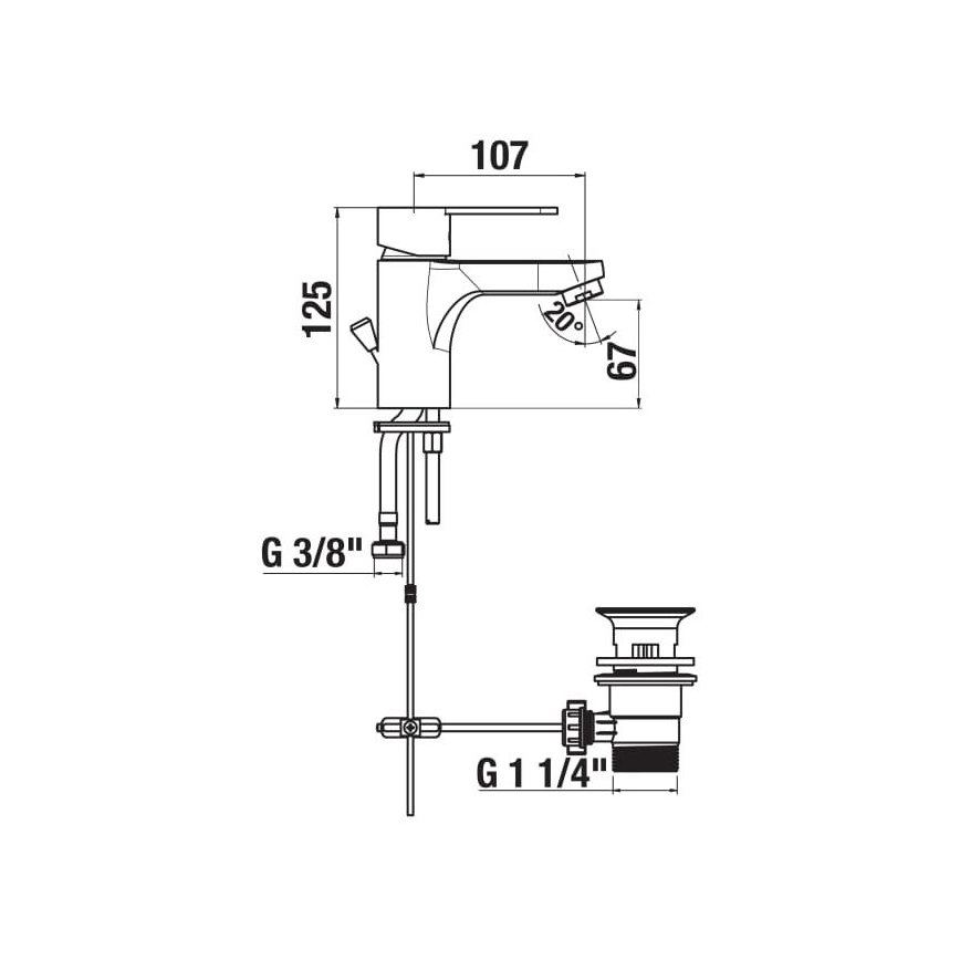 JIKA H3111Z10041111 - Pipa za umivalnik + odtok s prelivom LYRA 12,5 cm sijajni krom
