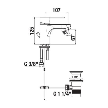 JIKA H3111Z10041111 - Pipa za umivalnik + odtok s prelivom LYRA 12,5 cm sijajni krom