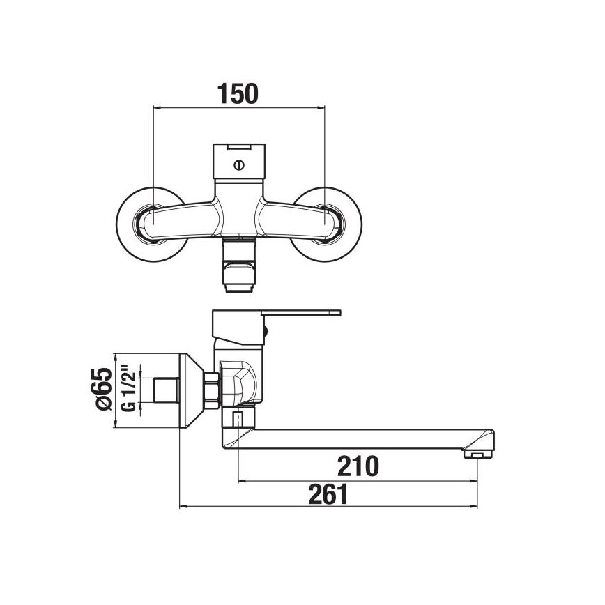 JIKA H3111Z70042301 - Pipa za umivalnik LYRA 15x26,1 cm sijajni krom