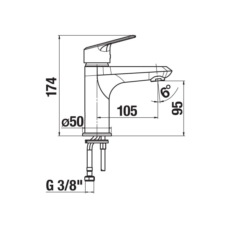 JIKA H3112E10041101 - Pipa za umivalnik TALAS 17,4 cm sijajni krom
