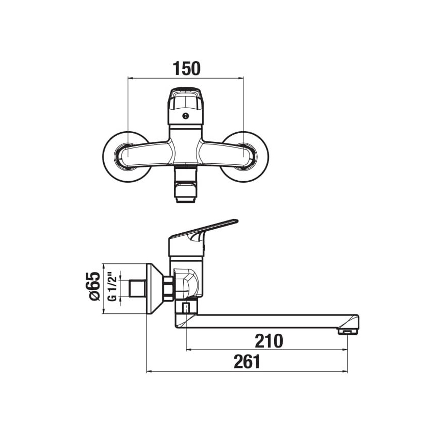 JIKA H3112E70042301 - Pipa za umivalnik TALAS 15x26,1 cm sijajni krom