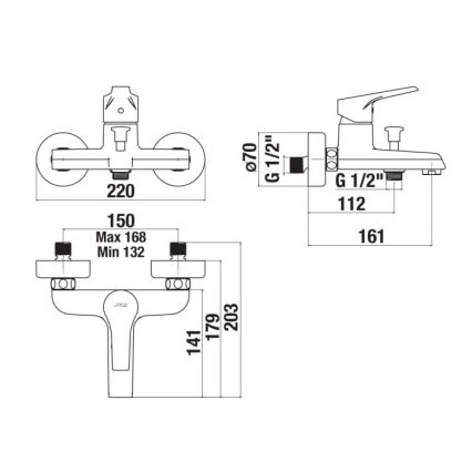 JIKA H3211W70044001 - Kadna armatura CUBE sijajni krom