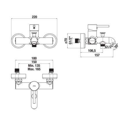 JIKA H3212F70044001 - Kopalna pipa MIO sijajni krom