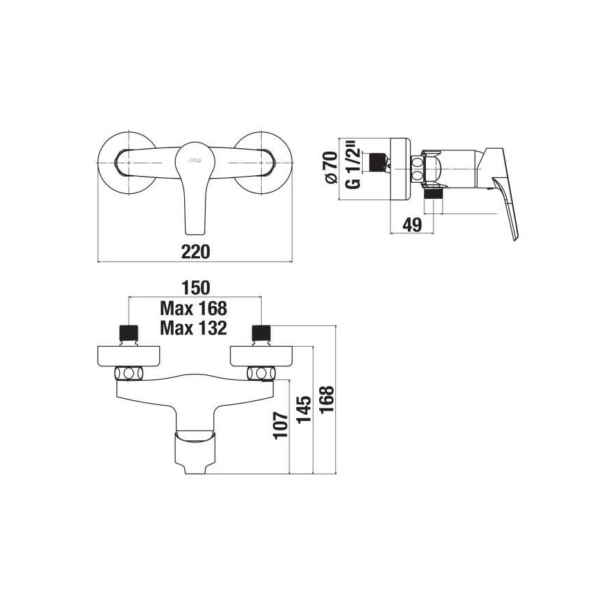 JIKA H3311W70044001 - Pipa za tuš CUBE sijajni krom
