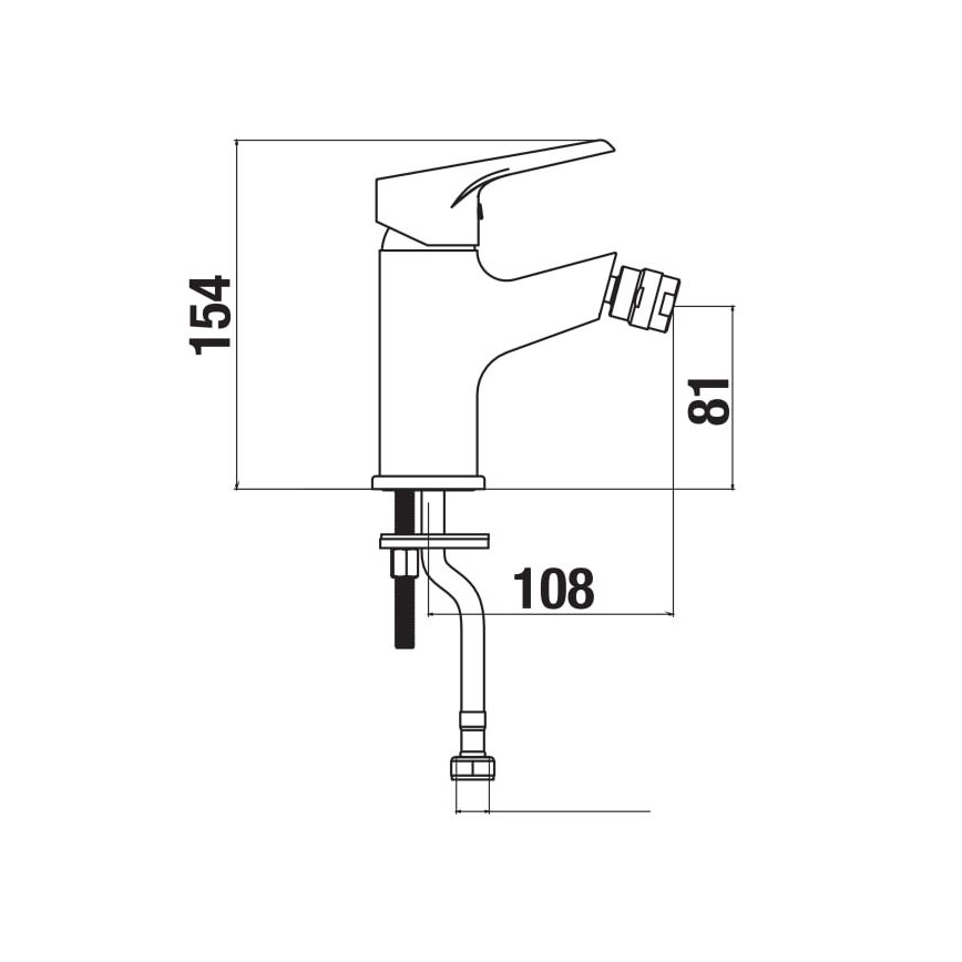 JIKA H3411W10041101 - Pipa za bide CUBE 15,4 cm sijajni krom