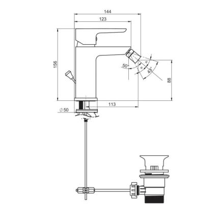 JIKA H3412H10041101 - Pipa za bide PONTA 15,6 cm sijajni krom
