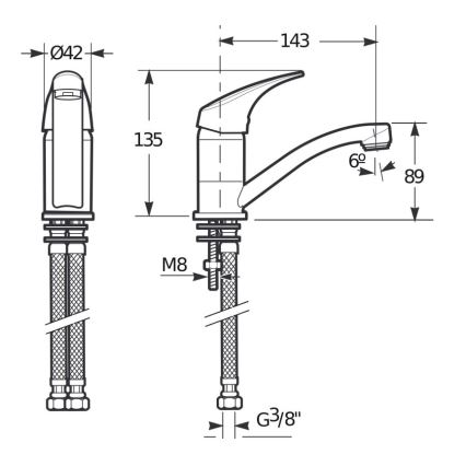 JIKA H3511N10042201 - Pipa za umivalnik TALAS 13,5 cm sijajni krom