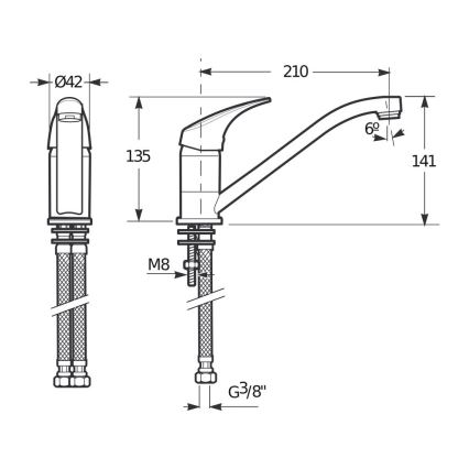 JIKA H3511N10042301 - Pipa za umivalnik TALAS 13,5 cm sijajni krom