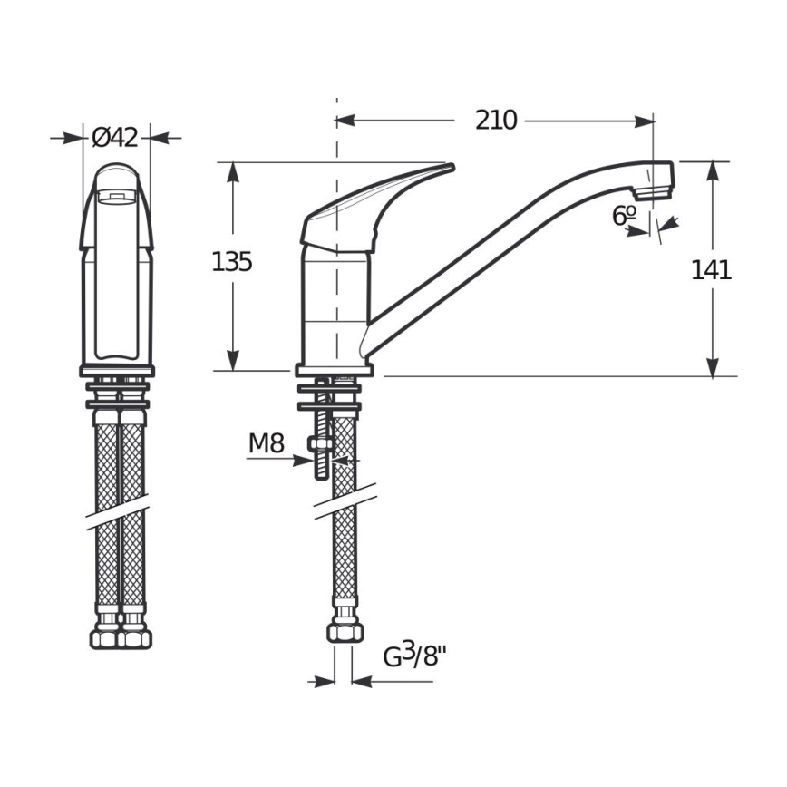 JIKA H3511N10042301 - Pipa za umivalnik TALAS 13,5 cm sijajni krom