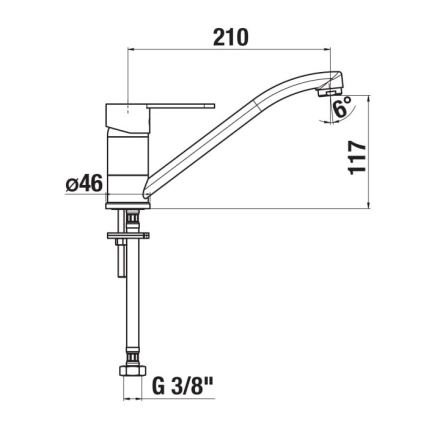 JIKA H3511Z10042301 - Pipa za umivalnik LYRA 21 cm sijajni krom