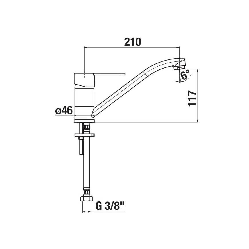 JIKA H3511Z10042301 - Pipa za umivalnik LYRA 21 cm sijajni krom