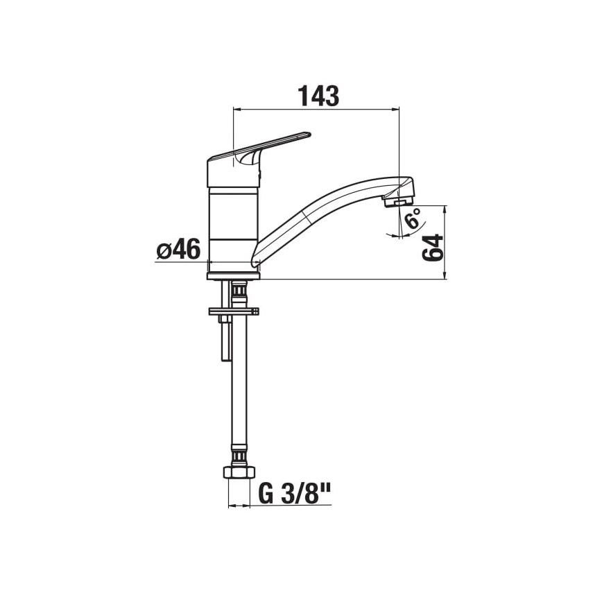 JIKA H3512E10042201 - Pipa za umivalnik LYRA 14,3 cm sijajni krom