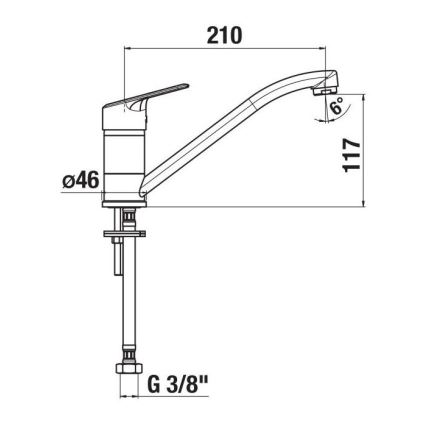 JIKA H3512E10042301 - Pipa za umivalnik LYRA 21 cm sijajni krom