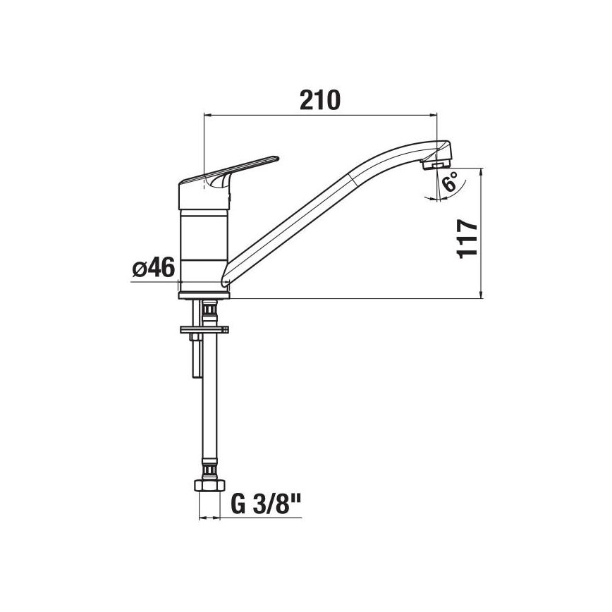 JIKA H3512E10042301 - Pipa za umivalnik LYRA 21 cm sijajni krom