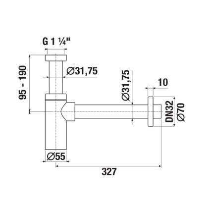 JIKA H3741R00040001 - Okrogel umivalni sifon RIO, sijajni krom