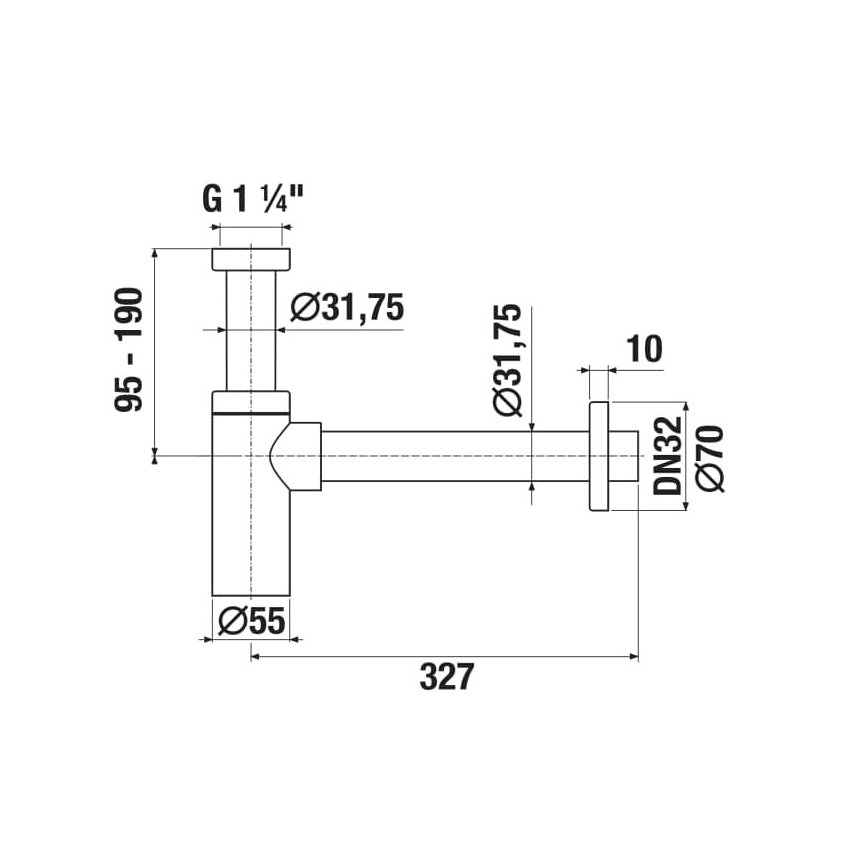 JIKA H3741R00040001 - Okrogel umivalni sifon RIO, sijajni krom
