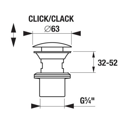 JIKA H3917100040001 - Odtok za umivalnik CLICK-CLACK, premer 6,3 cm, sijajni krom