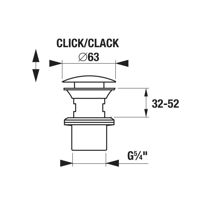 JIKA H3917100040001 - Odtok za umivalnik CLICK-CLACK, premer 6,3 cm, sijajni krom