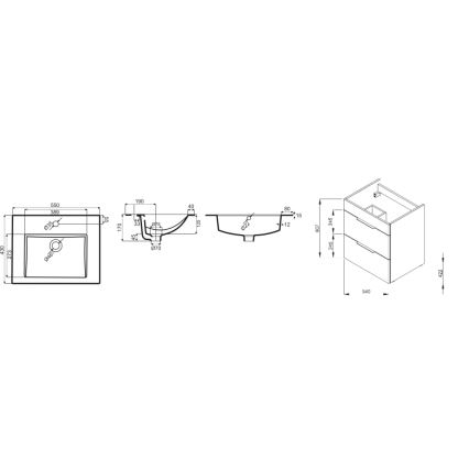 JIKA H4536111763001 - Kopalniška omarica z umivalnikom CUBE 60,7x55 cm bela