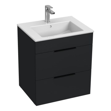 JIKA H4536121763521 - Kopalniška omarica z umivalnikom CUBE 60,7x55 cm črna